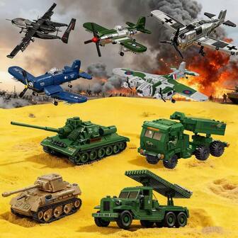 1pc 500+Pcs Military Series Building Blocks Toy, Tank Model, Fighter Plane Model, Assembly Collectible Decoration
