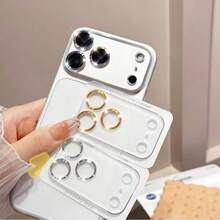 CD Pattern Integrated Lens Film Compatible With Apple 17 Pro Max/16/15/14/13/12/11 Pro Plus Mini 17 Air, Transparent Metal Lens Sticker Film, Tempered Glass High-Definition Anti-Explosion Rear Camera Protective Film