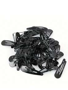 12pcs/Set 5cm Black Painted Water Drop Clips, Minimalist Black Hair Clips For Bangs, Buns, Hairstyles