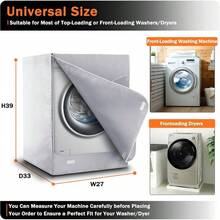 - Funda para lavadorasecadora, resistente al agua, polvo y, Oxford negro, 27 pulgadas de ancho - plateado - Ver 3