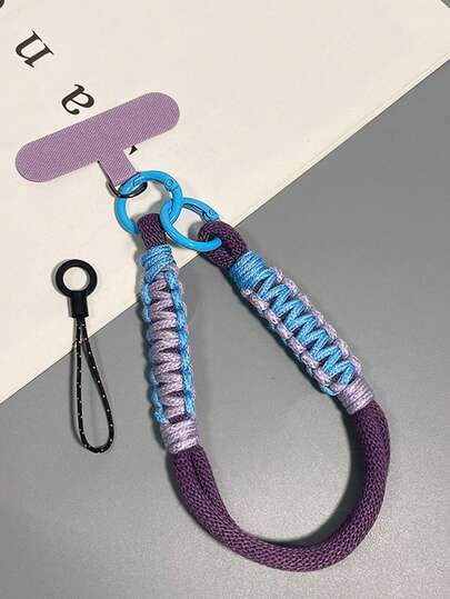 1pc Woven Cotton Rope Phone Lanyard, Short Wrist Woven Cotton Rope Anti-Lost Phone Lanyard, Durable Outdoor Decorative Camera Lanyard, Phone Short Lanyard With Clip