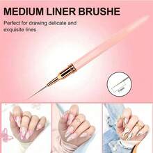 5 Pcs Pink Nail Art Brushes Superfine Brush French Manicure Stripe Nail Art Painting Brush Set, UV Gel Nail Liner Brushes Kit And Drawing Liner Brush For Nail Salons - 粉色 - 查看 5