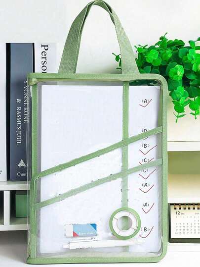 1pc Solid Color PVC Plastic A4 Handbag File Folder Zipper Bag Waterproof Document Organizer For Students Exams And File Storage, Lightweight Durable PVC Organizer For School And Office, Ideal For Carrying A4 Papers Notes Worksheets Assignments Project Files, Travel-Friendly Zip Closure, Clear View Pocket, Stain-Resistant And Easy To Clean, Multi-Use Daily Coursework Keeper