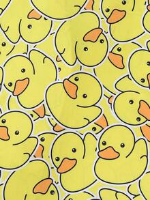 Set de 2 piezas de ropa de dormir para mujer de talla grande con estampado de pato lindo, que incluye camisa de manga larga con cuello y botones, y pantalones con cintura elástica suave. Conjunto elegante para uso diario, pijama para fiestas de vacaciones, ropa cómoda para estar en casa.