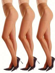 6 Pairs Women's Solid Color Ultra-Thin Sheer Pantyhose, Fashionable Skin-Friendly UV Protection Tights - Multicolor - View 7