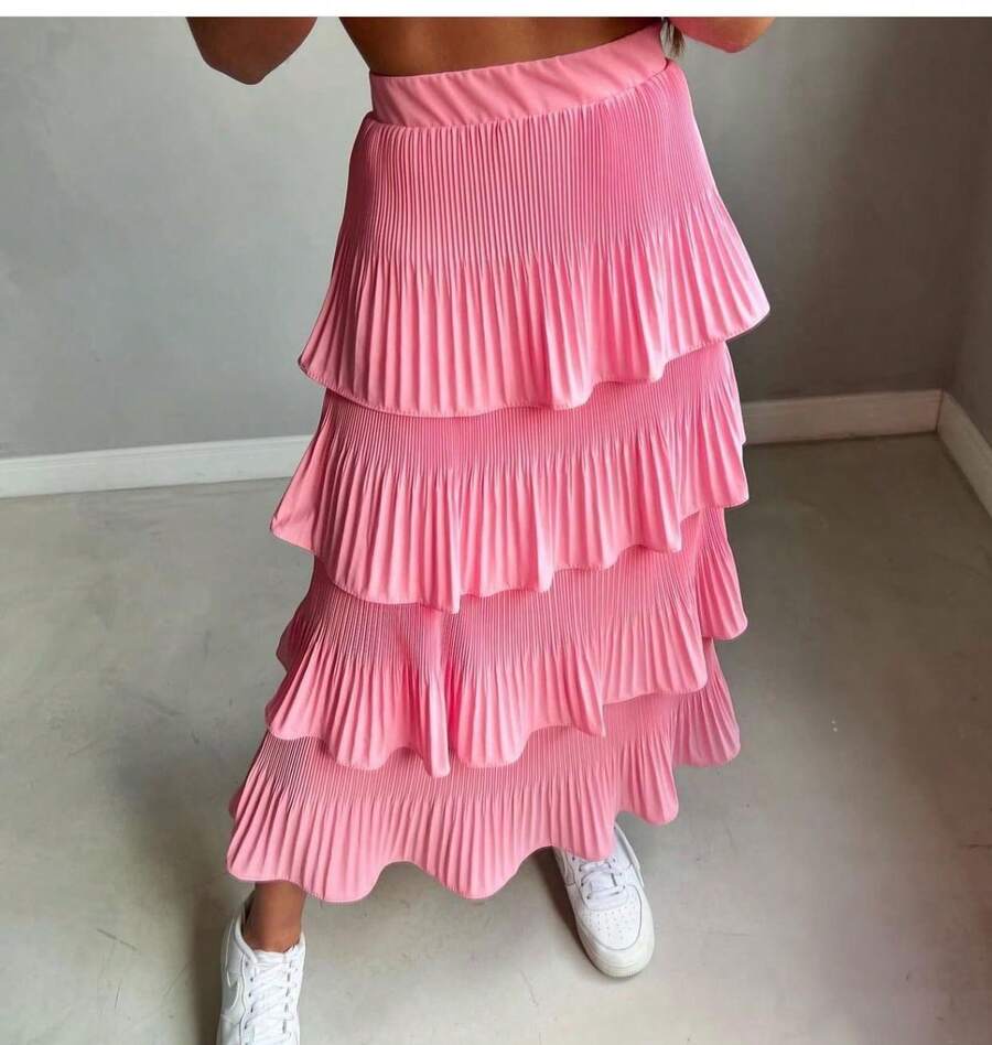 Ruffled Skirt - Màu Hồng baby - Xem 1