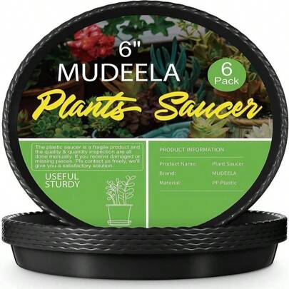 MUDEELA 6 Pack Of 6 Inches Plant Saucers For Indoor, Durable Plastic Round Plant Tray Plant Dish Pant Plate To Catch Water For Flower And Plant Pot, Thicker, Stronger, Deeper, Clear