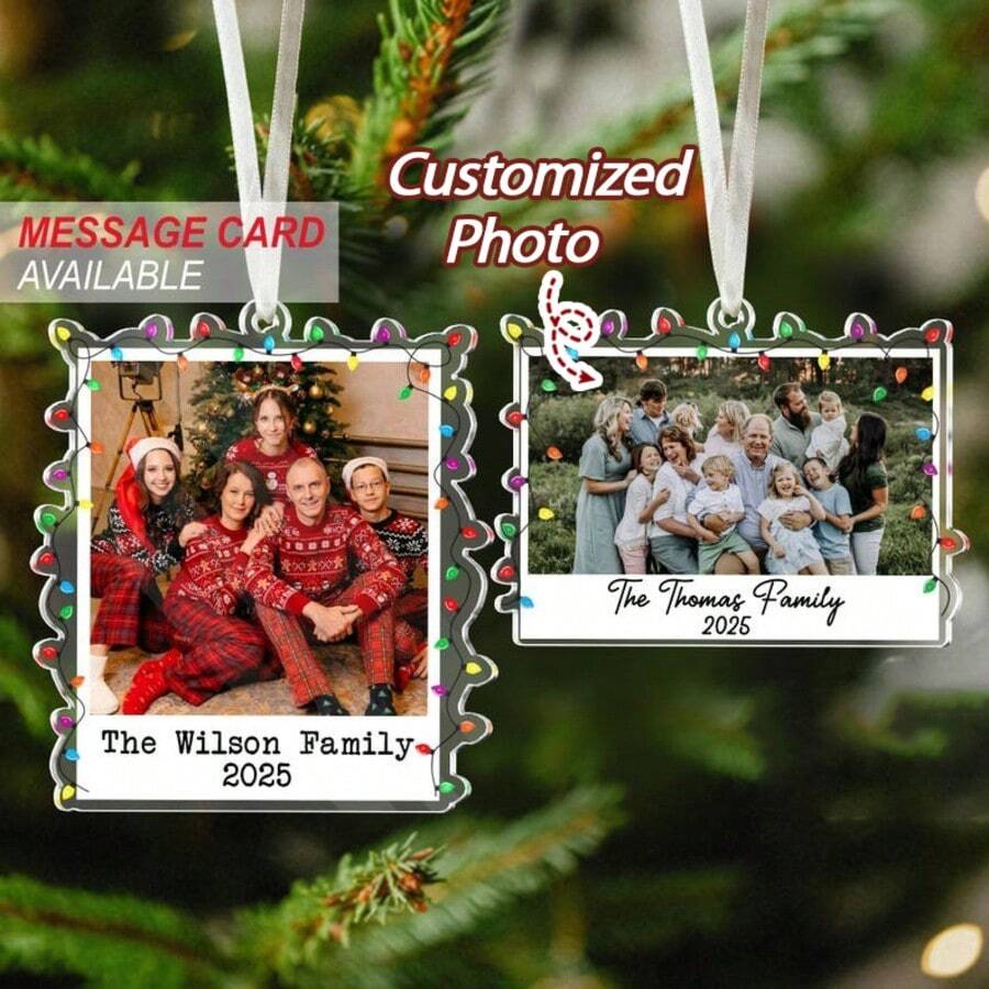 1pc/3PCS/5PCS Personalized Family Christmas Ornaments, Custom Family Photo 2025 Ornaments, Family Photo Keepsake Gifts, Extended Family Ornaments, Photo Ornaments
