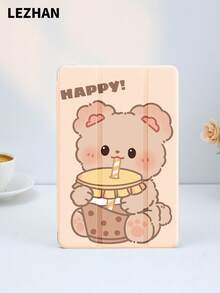 1 件卡通动物、可爱熊喝波霸茶图案平板电脑保护壳、兼容 10.2 英寸 Tablet Pro 11 2021/2020/10th Gen/Tablet (A16) 11" 11th Gen 2025、兼容三星 Galaxy Tab A8 10.5" 2022、Matepad 10.4/Tab/、带铅笔槽、防摔、平板电脑支架保护套 - 彩色 - 查看 3