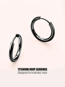 ORAZIO G23 Solid Titanium Hoop Earrings Implant Grade Hypollergenic Small Huggie Hoop Earrings Hinged Sleeper Cartilage Earrings For Women Men Stainless Steel Gold Black 8mm 10mm 12mm - 彩色 - 查看 2