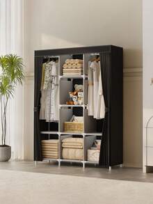 1pc Non-Woven Fabric Wardrobe Organizer, Dust-Proof Clothes Rack, Foldable Closet Hanger, Multi-Functional Bedroom Wardrobe Cabinet, Easy Assembly