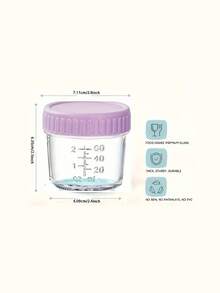 1pc Personalized Glass Food Storage Containers 120ml/4oz, Custom Reusable Baby Food Jars, Microwave Dishwasher Refrigerator , Leakproof Kitchen Meal Prep Containers, Portable Gift Set - Multicolor - View 3