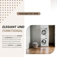 Verbindungsrahmen für Waschmaschine und Wäschetrockner Stapelbausatz 50-70cm Größenverstellbar 50-70cm Tiefenverstellung Vibrationsfunktion Einstellbare Stapelbausatz - Weiss - Übersicht 7