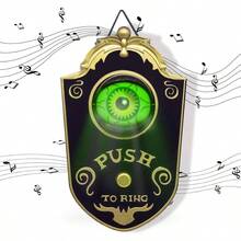 - Timbre de puerta para decoracin de Halloween, con globos oculares animados y aterradores, decoracin de Halloween con sonidos espeluznantes para nios, casa embrujada, decoracin de - verde - Ver 2