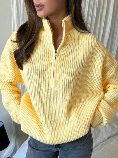 Eid Mubarak Damen einfache gerippte Einfarbige lässige koreanische strukturierte Pendler elegante locker geschnittene V-Ausschnitt Strickjacke, Frühling/Herbst/Winter