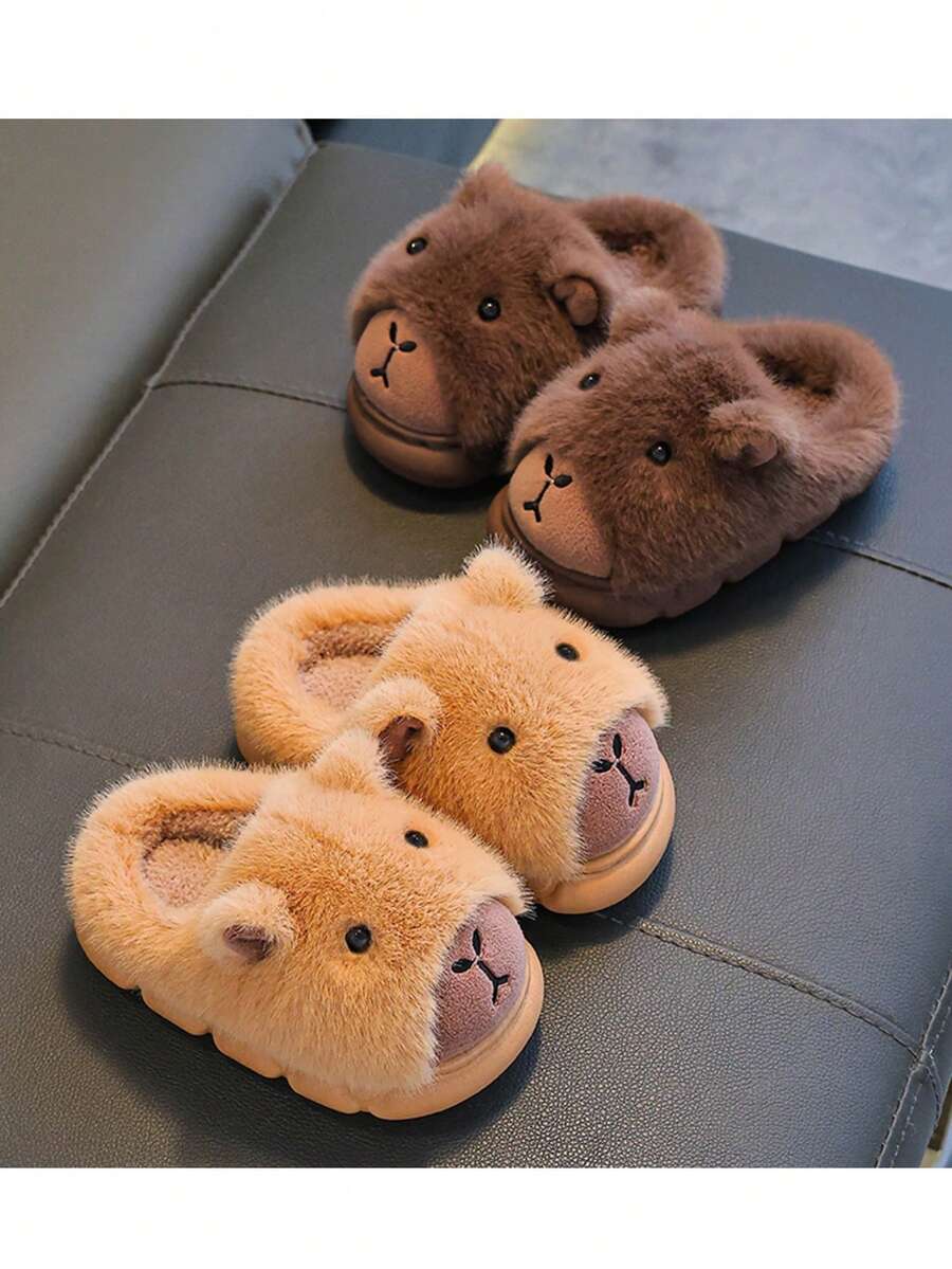 Cute Cartoon-Themed Indoor Soft-Soled Slippers For Women, Capybara Pattern, Winter Style.