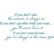 If You Don't Ask Vinyl Wall Art Inspirational Quotes Saying Home Decor Decal Art  Canvas Wall Art - Blue - View 6