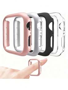 2 pièces Étuis de protection de montre à coque dure transparente, compatibles avec les tailles d' 38 mm, 39 mm, 40 mm, 41 mm, 42 mm, 44 mm, 45 mm, 46 mm, résistants aux chocs et - Transparent - Voir 6