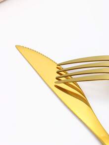 4/16/24pcs Stainless Steel Square Handle Steak Knife Fork Spoon Cutlery Set, With Christmas Gift Box For Home Kitchen, Dining, Hotel, Wedding