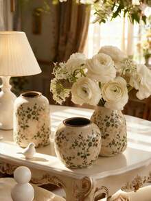 1 Bình gốm trang trí nứt thủ công cổ điển - Đồ trang trí nhà nông thôn mộc mạc với các vết nứt băng thủ công, Bình gốm tối giản, Bình phong cách tối giản, Đồ trang trí nhà theo phong cách Bohemian cho phòng khách, Đồ trang trí trưng bày hoa khô/hoa tươi, Thích hợp cho phòng khách, phòng học, bàn làm việc, phòng ngủ và đồ trang trí mềm mại theo phong cách Thiền tông Trung Hoa mới để sử dụng tại nhà - Nhiều màu - Xem 2