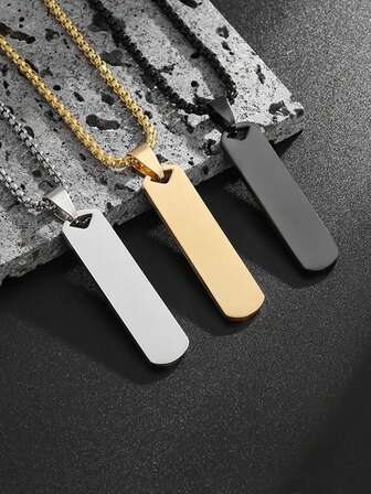 1pc Bestselling Smooth Stainless Steel Geometric Pendant Necklace For Boy