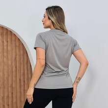 Kit 5 Basic Dry Fit Women's T-Shirts Gym Workout Blouse - Black - View 3