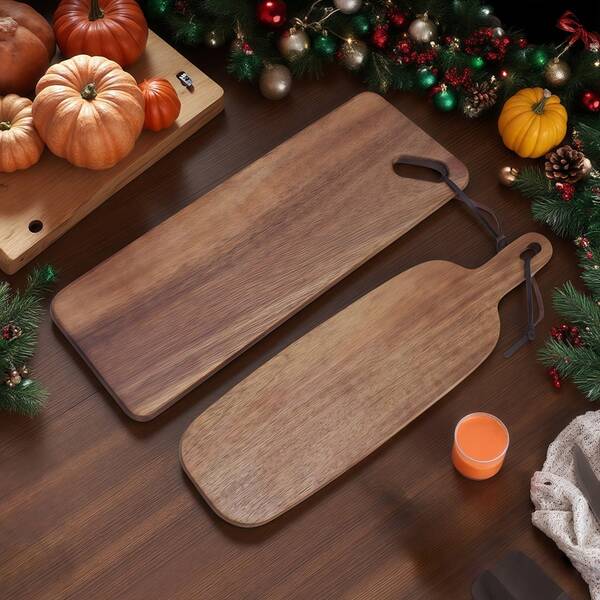 1pc - Rosewood Handle Cutting Board/Steak Board - Multipurpose Wooden Cheese Platter, Double-Sided Durable Kitchen Chopping Board, Rectangular Design With Hanging Hole (15 Inch), Wooden Butcher Block, Home Meat Cutting Board, Cheese & Charcuterie Board, Washable Fruit Board, Home & Dorm Chopping Board, Kitchen Essentials, Kitchen Gadgets - Must-Have Apartment Cooking Accessory, Suitable For Outdoor Camping, Graduation, Back To School, Wedding Season, Christmas, Thanksgiving, Easter, Halloween