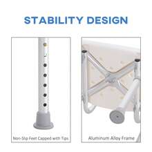HOMCOM Bath Chair With Back, Adjustable Height Non-Slip Shower Stool Bench Tool-Free Assembly Bathroom Aids, White - 白色 - 查看 6