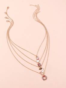 4pcs Minimalist Christmas Reindeer & Snowman Necklace Set, Women Daily Wear Necklace Gift Box Garland Choker