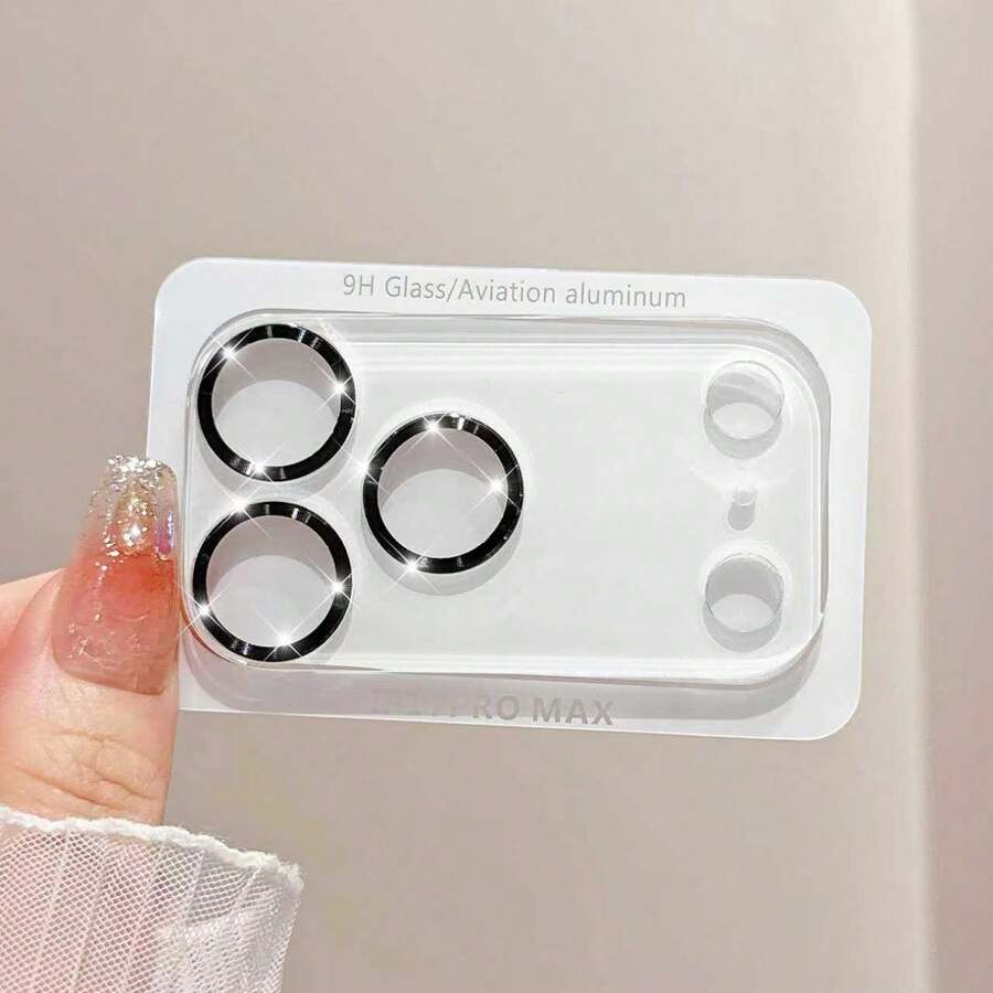 CD Pattern Integrated Lens Film Compatible With Apple 17 Pro Max/16/15/14/13/12/11 Pro Plus Mini 17 Air, Transparent Metal Lens Sticker Film, Tempered Glass High-Definition Anti-Explosion Rear Camera Protective Film