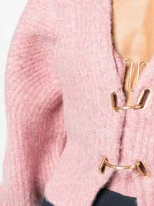 1pc Solid Color Knitted Ribbed Button Closure Short Cardigan, Suitable For Casual, Evening Date, School, Office, Home Wear In Autumn