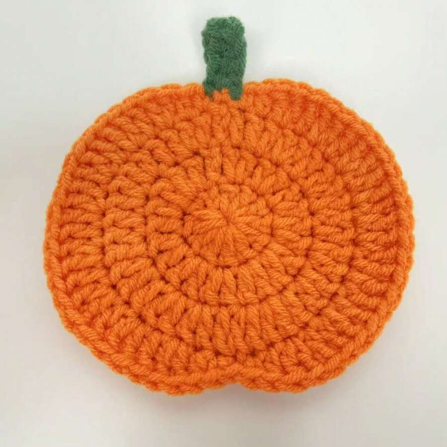2PCS Halloween Pumpkin Coasters Handmade Knitted Yarn Heat Resistant