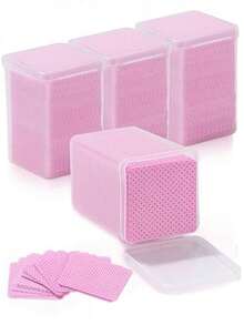 200pcs Disposable Lint-Free Cloth Heart-Shaped Makeup Remover Pads, Nail Polish Remover Pads, Soft Non-Woven Acetone Nail Polish Remover Wipes, Lint-Free Nail Gel Wipes, Waterless Nail Care Products For Women And Girls Daily Manicure Cleaning And Removal - 粉色 - 查看 1