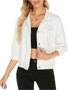 LifeShe Denim Jacket Light Jean Jackets Coatshalloween - 白色C - 查看 3