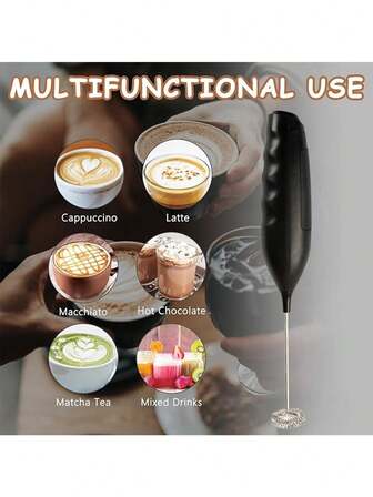 Electric Milk Frother, Handheld Milk Foamer For Coffee, Latte, Cappuccino, Frappuccino, Matcha, Hot Chocolate - Super Fast Milk Frothing