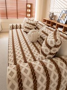 1 pieza Funda de cojín de sofá acolchada y gruesa para otoño/invierno, de color café oscuro, moderna y minimalista, antideslizante, a prueba de polvo y lavable, suave y resistente a la decoloración, protectora para mascotas, ajustable para sofá en forma de L, sofá de 1/2/3/4 plazas, adecuada para dormitorio, oficina y sala de estar