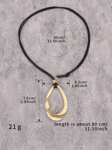 1 pieza Collar largo con colgante ovalado de aleación minimalista, collar gargantilla bohemio vintage con decoración de rhinestone, accesorio versátil para vestidos, regalo del Día de San Valentín para novia/maestra - rosario - Ver 10