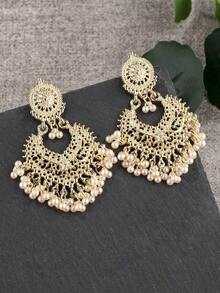 1 Pair Of Heart-Shaped Jingle Bell Earrings For Women, Fun & Festive Holiday Jewelry, Cute Dangle Earrings For Parties, Christmas, And Special Occasions - Vàng - Xem 5