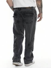 Men's Oversized Wide Leg Jeans Without Elastane - Negro - Ver 6