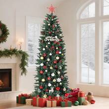 Árbol de Navidad de 7.5 pies, árbol de lápiz Artificial de Prelit, fácil de Montar, decoración de Navidad para el hogar, Fiesta, Oficina, Centro Comercial, día Festivo - Verde - Ver 1
