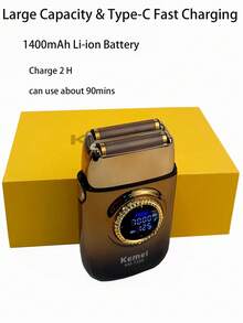 Kemei Neuer Elektrorasierer für Männer, große Kapazität 1400mAh Li-Ionen-Akku, Rasierer mit einstellbaren Geschwindigkeiten, starke Leistung, Barthaare entfernen, Klingenköpfe, Geburtstagsgeschenk für Männer KM-T228