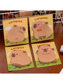 Set de 6/9/12/15 Bolígrafos 4 en 1 Multicolor con Diseño de Capibara, Incluye Notas Adhesivas y Pegatinas Lindas, Bloc de Notas de Capibara de Dibujos Animados, Adecuado para Regalos de Cumpleaños, Premios, Recuerdos de Fiesta (Aleatorio) - Multicolor - Ver 8