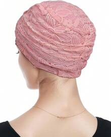 Womens Viscose Lace Turban Soft Sleep Chemo Hatshalloween - 卡其色 - 查看 3