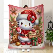 Sanrio 1 pieza Manta de franela de Sanrio My Melody - Estampado de dibujos animados lindo, apto para todas las estaciones, ideal para acampar, viajar, sofá, dormitorio y uso en la oficina, regalo de Navidad