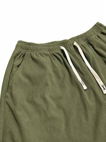 Hidkat Women's Corduroy Casual Straight Leg Pants, Solid Color Drawstring Vintage Pockets, Breathable & Comfortable, Suitable For Daily Activities, Autumn/Winter - 綠色 - 查看 5