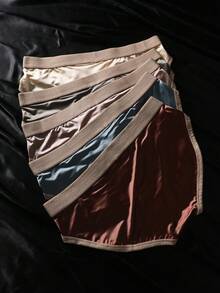 5pcs  Silk    Softness  Breathable  Easy To Wear    Plain    Mid Rise    Men Underwear - 彩色 - 查看 5