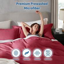 Soft Prewashed California King Duvet Cover Set, 3 Piece, Zipper Closure, 104x98 Inches Duvet Cover And 2 Pillow Shams - No Comforter,  In 2025 - 勃根地紅(無被子) - 查看 5