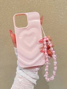 粉色闪光爱心亮片保护壳，兼容 17 Pro Max/17 Pro/17/16 Pro/16/14 Pro/14、13/12/11、15 Pro Max/15 Plus/15 Pro/15，防摔，带挂绳 - 粉色 - 查看 5