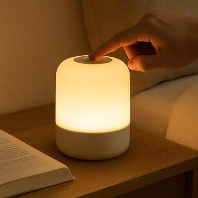 Abajur De Mesa Touch Luminária Led Quarto Cabeceira 3 Modos De Luz Branco Quente Frio Recarregável
