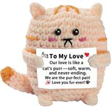 1pc Handmade Crocheted Desktop Decor Figurine, Cute Cat Animal Shape, Birthday Gift For Best Friend, Girlfriend, Sister, Mom, Grandma, Coworker, Family, Positive Vibes, Party, Halloween, Christmas, Appreciation, Plush Doll, Small Gift